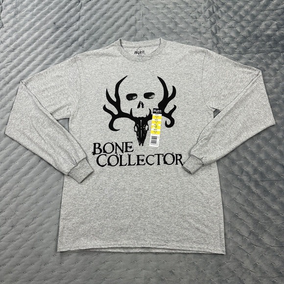 Bone Collector Shirt Mens Medium Gray Long Sleeve Pullover Hunting Crewneck NWT - Picture 1 of 10